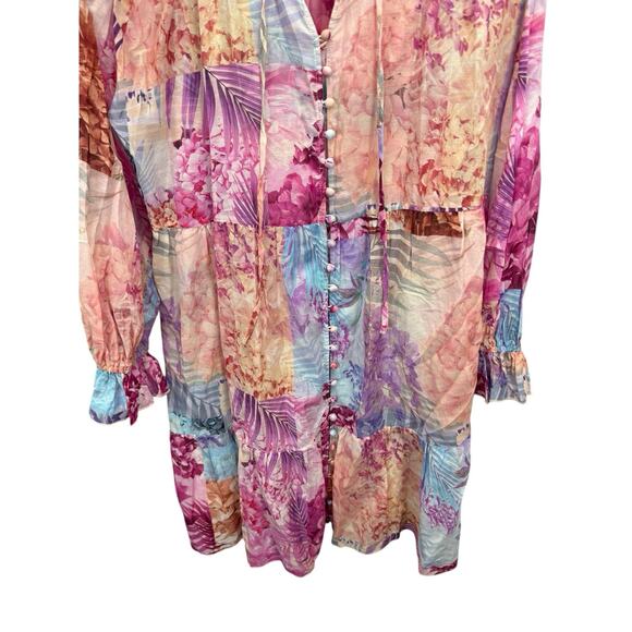 Johnny Was Jade Etta Pink Patchwork Floral Silk Cotton Dress Size L Boho - Picture 10 of 12
